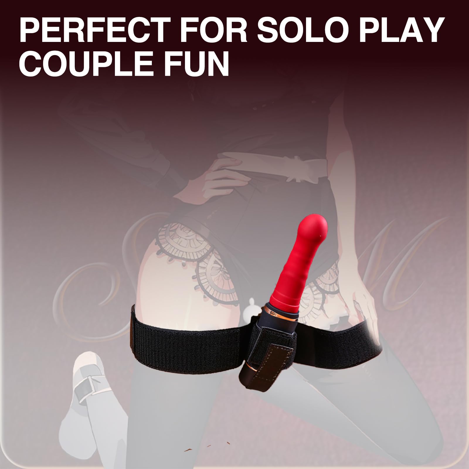 BDSM Toys Bondage Vibrator Forced Strap Sex Harness, Hands-Free Vibrator Holder Adjustable Thigh Bondage Restraints Kinky Sex Toys for Solo or Couple Play Most Vibrators Wands & Dildos
