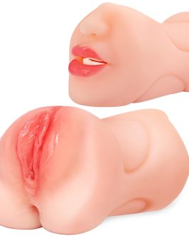 3 in 1 Pocket Pussy Male Masturbator with Mouth, Sex Doll with 3D Realistic Textured Real Oral Vagina and Tight Anus, Masturbation Blowjob Stroker Adult Sex Toys for Men Pleasure