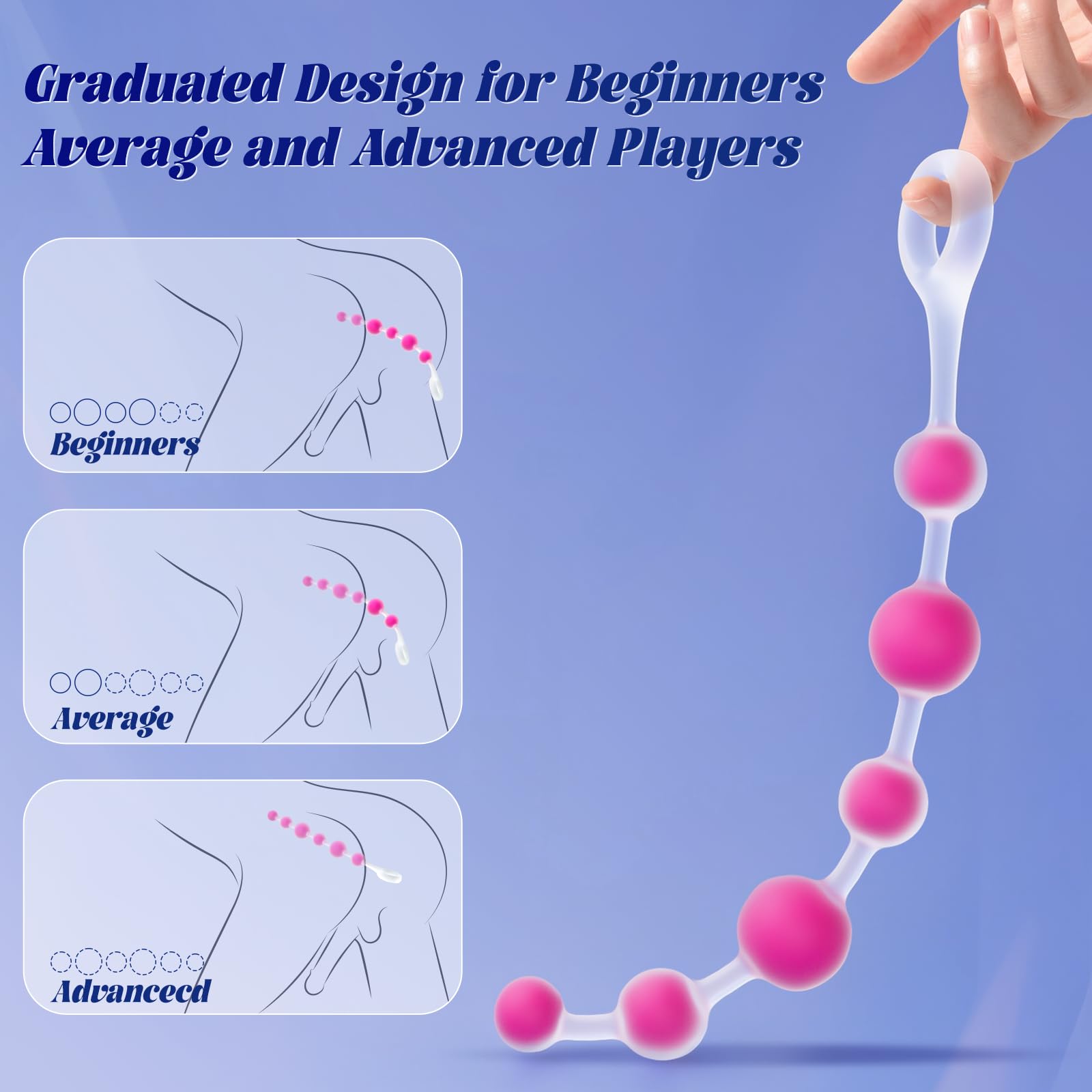 Anal Beads Butt Plug Sex Toys, IMOTANI Flexible Silicone Butt Plug Prostate Massager Anal Toys with 6 Beads, Adult Toys Anal Trainer with Pull Ring Design, Sex Toy for Men Women Couples