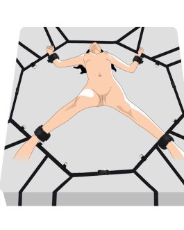 Sex Bondage BDSM Kit Bed Restraints Set, Super Easy Install Sex Rope Adjustable Straps, Sex Toys with Handcuffs Ankle Cuff for Adults Women Couples Game Pleasure (Black)
