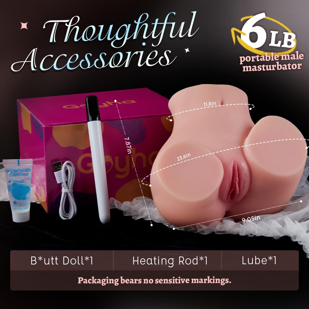 Sex Doll for Men Male Sex Toys - Tivino Adult Toys with Uneven Lengs and Soft Ass, 6LB Entry-Level Ass Realistic Pocket Pussies Tight Vaginal Anal Tunnel with Heating Rod Waterproof Male Masturbator