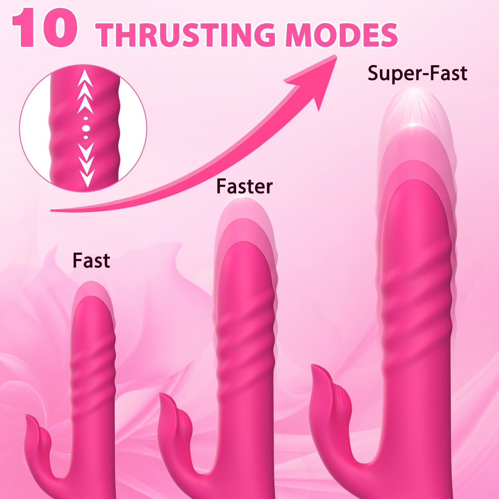 Thrusting Vibrator Sex Toys - G Spot Dildo Vibrators with 10 Powerful Vibration 10 Thrust Modes, Rabbit Dildos Silicone Waterproof Clitoral Stimulator, Adult Sex Toy for Women
