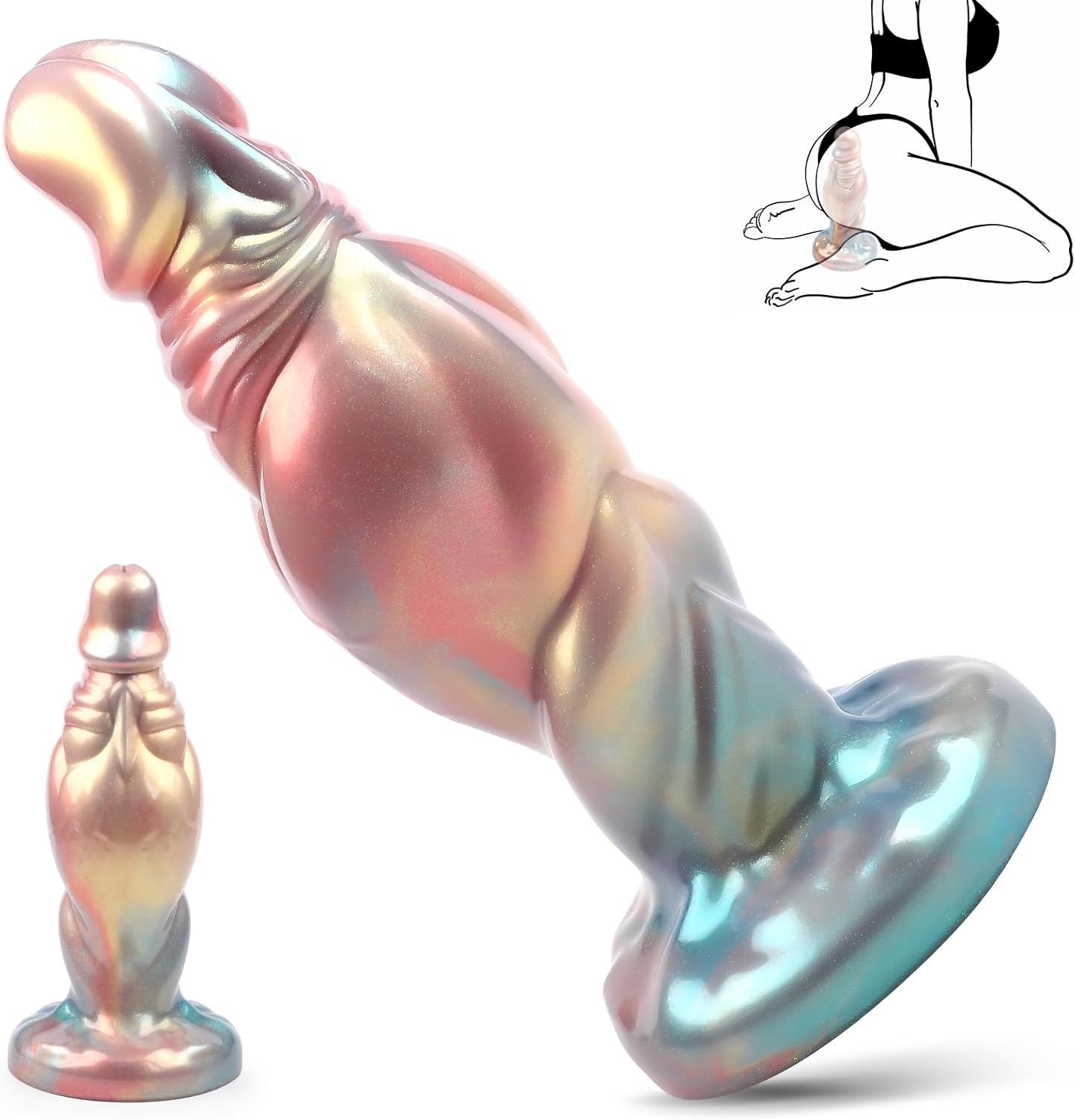 8.5" Monster Fantasy Dragon Knot Dildo, 2.6" Diameter Big Knot Huge Thick Dildo with Strong Suction Cup, Soft Silicone Horse Dog Knotted Dildo for G-Spot Anal Play, Adult Sex Toys for Women Men Gay
