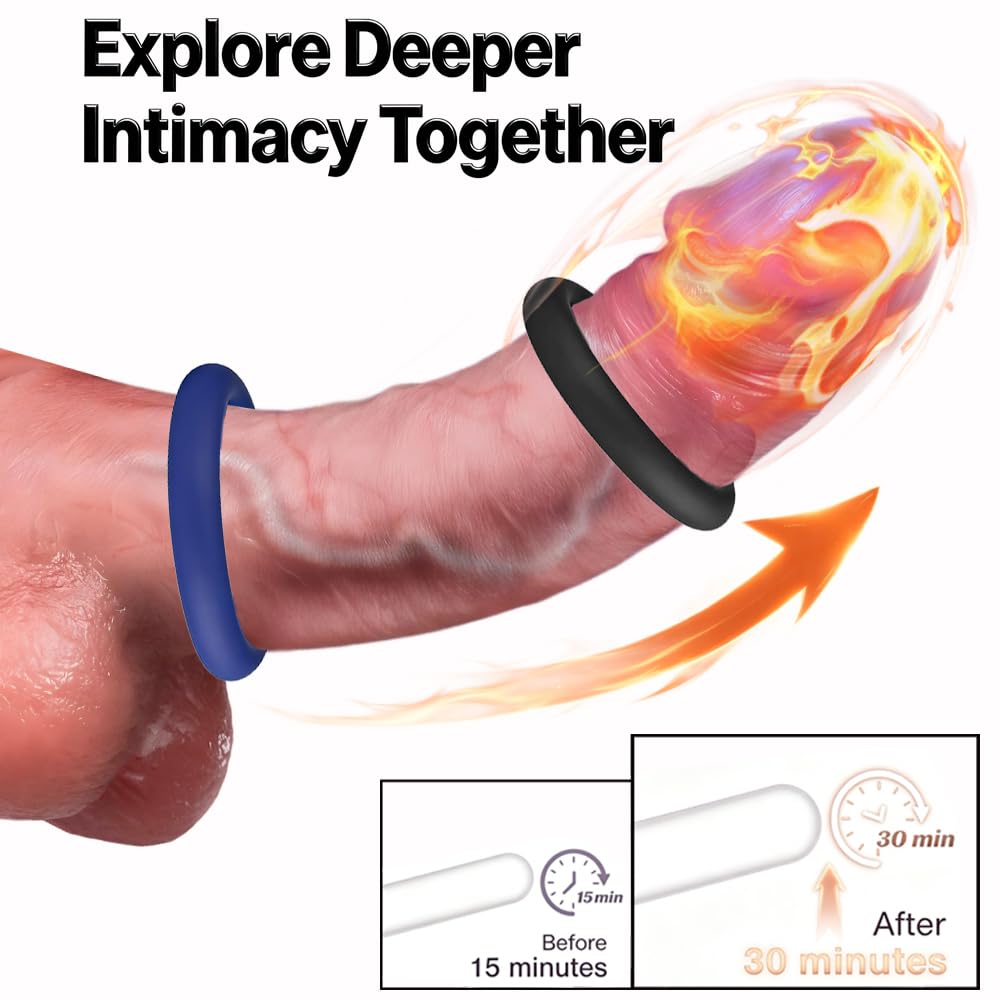 7 PCS Penis Ring Set for Men Silicone Cock Rings & Penis Sleeve for Erection Enhancing Soft Stretchy Male Sex Toys, Adult Toys for Couples Pleasure (Black&Blue)
