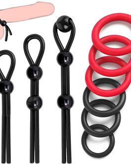 Adjustable Penis Ring Set Sex Toys for Men, 9 PCS Silicone Cock Rings for Men Erection Sex Adult Toys, Cockring Cock Sexual Stimulation Device Couples Male Sex Toys Pleasure Cock and Ball Ring
