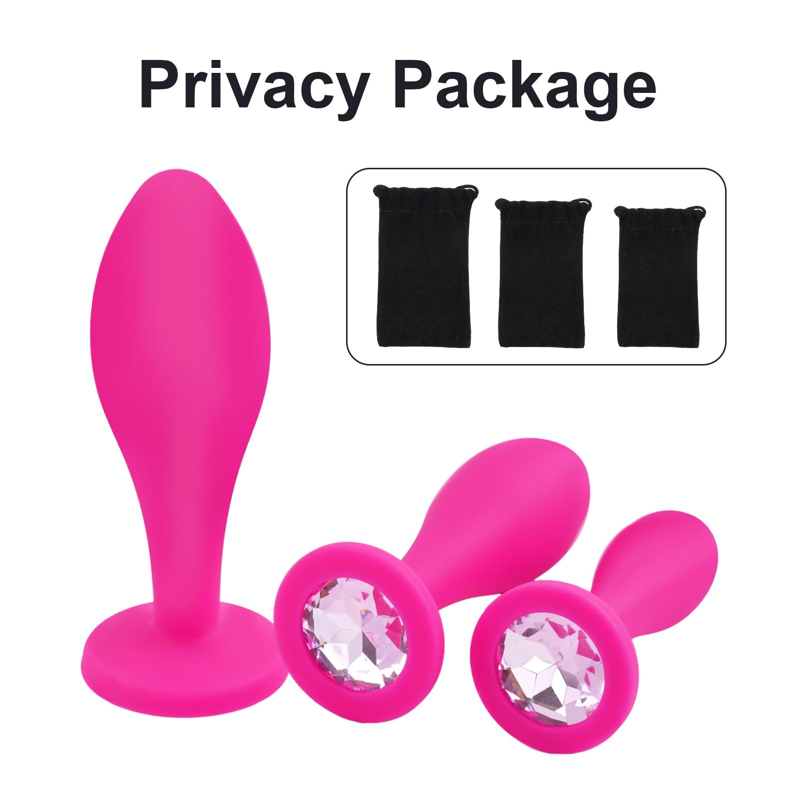 Anal Plug Anal Sex Toys,3pcs Butt Plug Jeweled Anal Plugs Silicone Anal Toys Anal Training Kit Adult Sex Toys Games Butt Plug,Personal Sex Toy for Adult Women,Men and Couples (Pink)