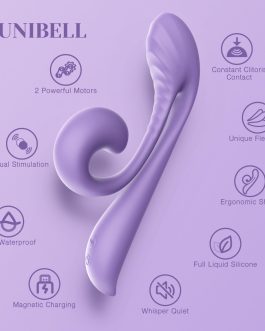 Tracy’s Dog Rabbit Vibrator Sex Toys – Clitoral Kissing G Spot Vibrator for Women & Couples, Adult Toy for Dual Stimulation with 10 Vibrations, Flexible & Full Silicone Vibrating Dildo, Junibell