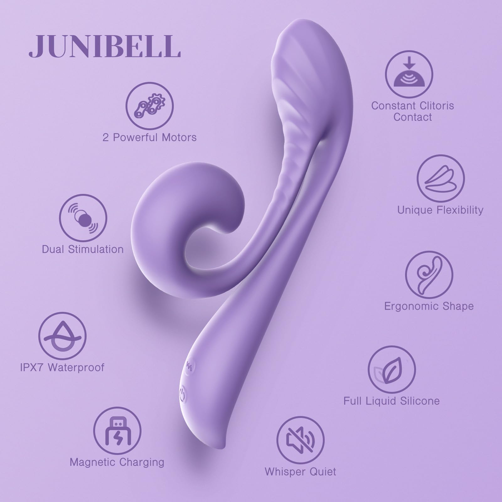 Tracy's Dog Rabbit Vibrator Sex Toys - Clitoral Kissing G Spot Vibrator for Women & Couples, Adult Toy for Dual Stimulation with 10 Vibrations, Flexible & Full Silicone Vibrating Dildo, Junibell