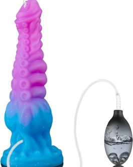 9.7″ Squirting Tentacle Dildo, Fantasy Monster Dragon Dildo with Knot, Soft Silicone Ejaculating Toy with Strong Suction Cup, Adult Pleasure Sex Toy for Women Men