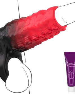 LUSTYAGE Monster Tentacle Penis Sleeve with Cock Ring, 4.7Inch Stretchy Silicone Cock Sleeve Extender, Enhance Girth & Endurance, Soft Silicone Penis Extension for Men & Couples
