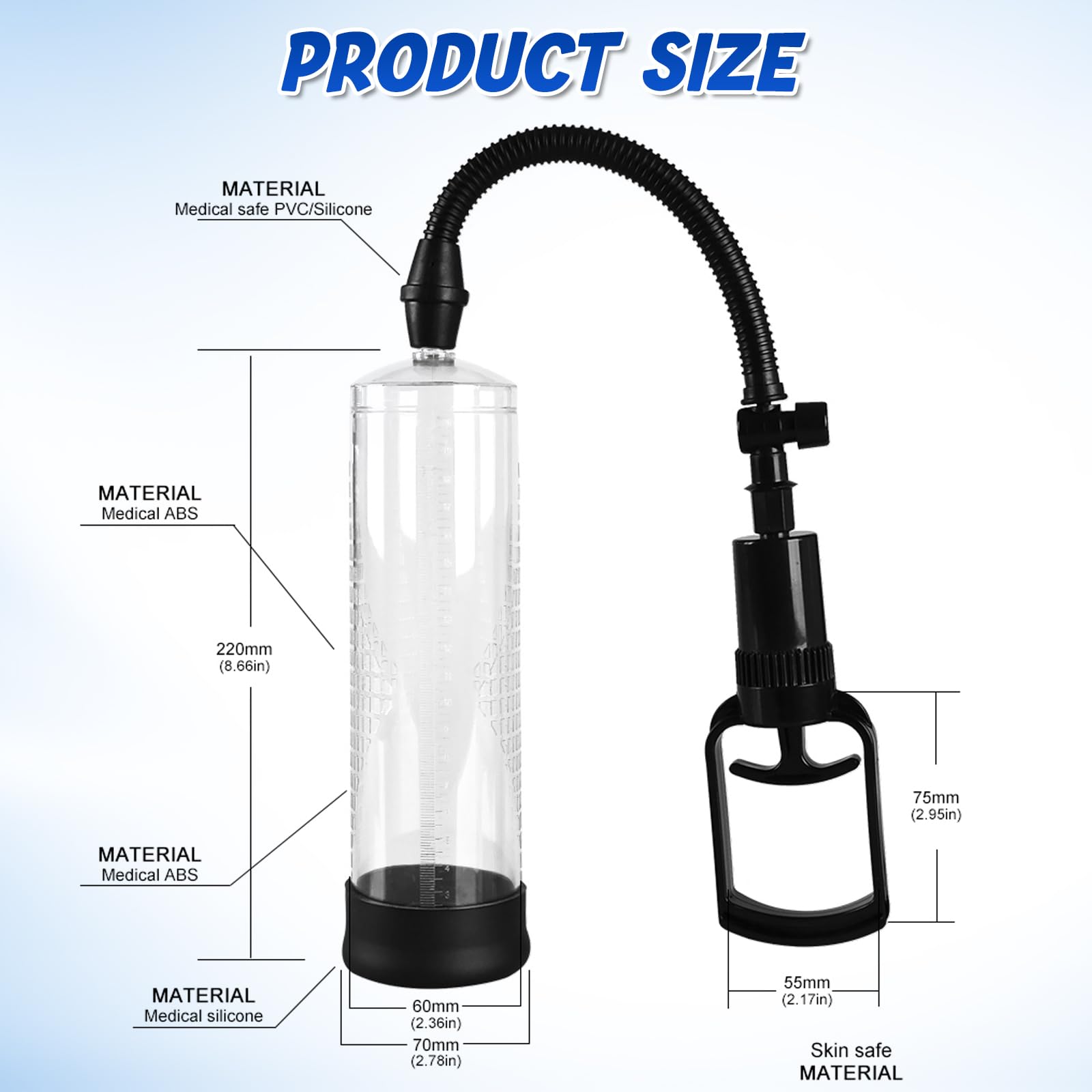 Penis Pump Sex Toys for Men,Baotsuri Manual Penis Enlarger Enlargement Extend Pump Air Pressure Device for Men Stronger Bigger Erections with 1 Triangular Penis Ring and 1 Large Silicone Penis Sleeve