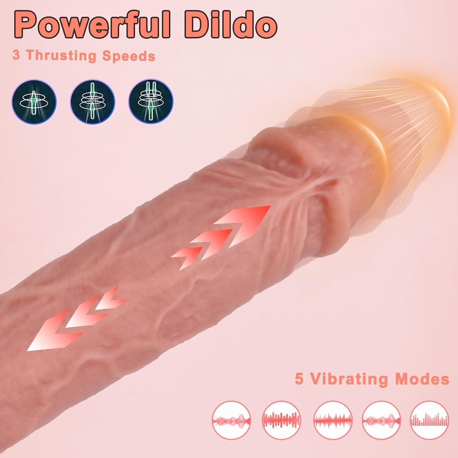 8.9" Thrusting Vibrator Dildo- Remote Control G Spot Dildo with 5 Vibrating & 3 Thrusting Modes Realistic Dildos with Strong Suction Cup Clit Anal Stimulation Sex Toys for Women Couple Adult Game