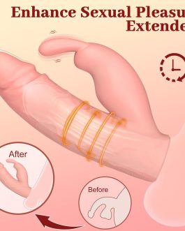 Penis Sleeve Mini Rabbit Vibrator Bullet for Men,Cock Ring Extender Remote Control Adult Sex Toys with 10 Vibrating Modes, Liquid Silicone Dildo Elastic Penis Ring to Enlarge Prolong for Couples