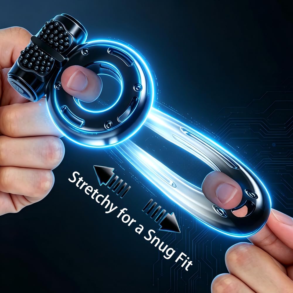 6 Pcs Vibrating Cock Ring Set Waterproof Penis Ring Sleeve Silicone Clitoral Vibrator Stimulator Erection Enhancing Long Lasting Adult Toy for Men and Couples Intimate Pleasure(Black&Sky Blue)