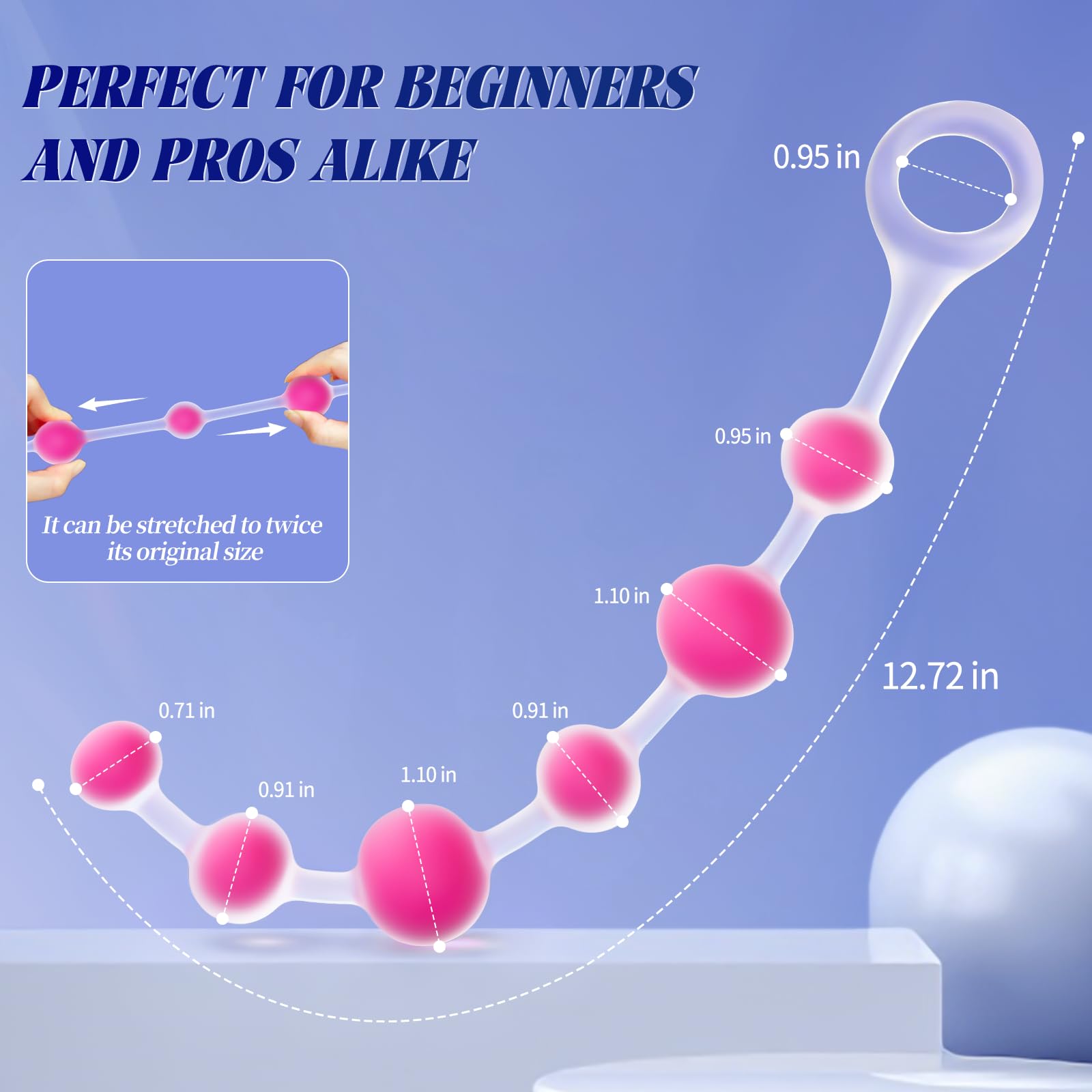 Anal Beads Butt Plug Sex Toys, IMOTANI Flexible Silicone Butt Plug Prostate Massager Anal Toys with 6 Beads, Adult Toys Anal Trainer with Pull Ring Design, Sex Toy for Men Women Couples