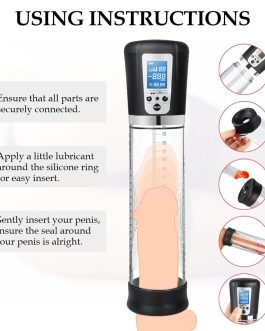 Male Penis Pump Sex Toys, Automatic Enlargers & Extend Pump for Men with LED Display, Adult Toys for Men Penis Entender Erection Pumps, Sex Toys – Pumps & Enlargers (6 Cock Rings)