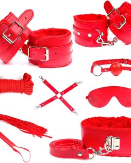 Sex Toys BDSM Bondage Set, 8-Piece Bondage Gear and Accessories with Handcuffs for Adult Women and Couples Red Set