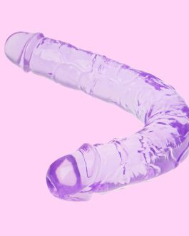 11.8 * 1.37 Inches Double Dildo Crystal Jelly Realistic Anal Long Dildo Penis Soft and Flexible with Veins and Glans Adult Sex Toys for Women/Men/Lesbian Purple