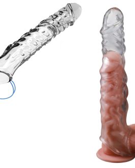 Large Penis Extender Cock Girth Enhancer Sleeve for Men,Extend 3.15 Inch Dick Extender,Delay Ejaculation,Realistic Penis Extension Sleeve for Men Sex Enhancer,Adult Male Sex Toys for Couple