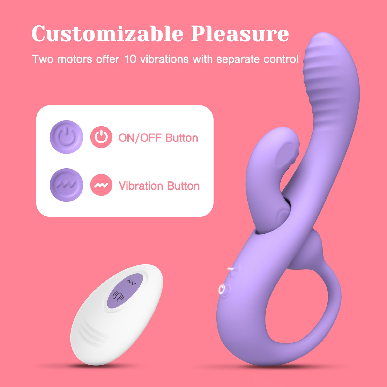Tracy's Dog Vibrator Sex Toys - Transformable Rabbit Vibrators for Women, Clitoral & Anal G-Spot Stimulation, Soft Double-Ended Dildos for Solo & Partner, Remote Adult Toy with 10 Vibrations, Wizzy