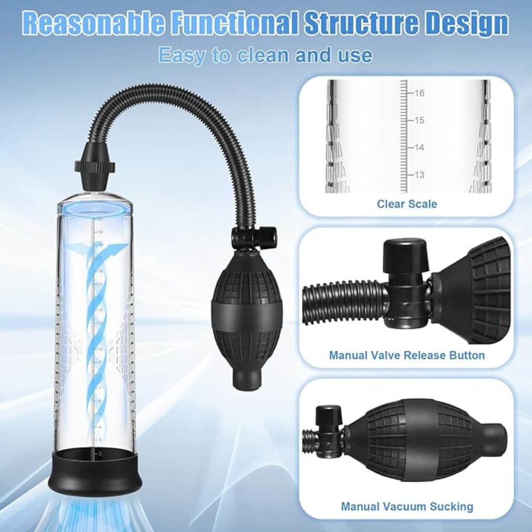 Penis Pump Sex Toys for Men Penis Extender Adult Sex Toys Vacuum Pump, Extend Cock Pump Male Masturbator, Manual Penis Enlarger Toys4mens with Cock Ring Stroker, Male Sex Machine Dick Enlarger