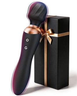 MOOLIGIRL Vibrator Wand Dual-Ended Dildo, 24 Vibration Patterns, Adult Women G Spot Sex Toy, Powerful Quiet Motor, Cordless & Waterproof Massager Solo & Couple Clitoral Nipple Toys – Black