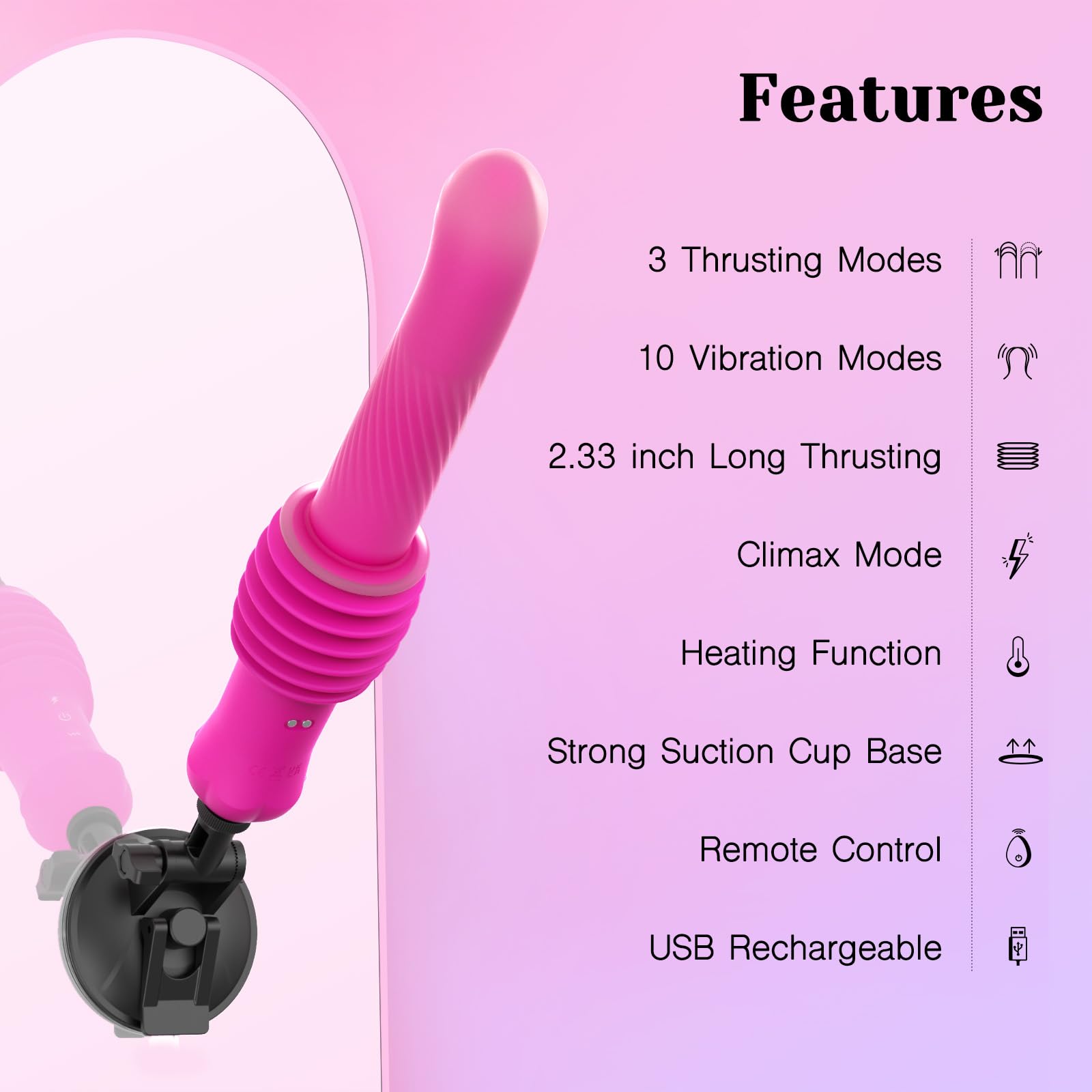 Tracy’s Dog Thrusting Dildo Sex Machine for Women, 2.36-Inch Deep Thrusts Vibrator Sex Toy with 3 Speeds & 10 Vibration Modes, Remote Control Adult Toy, Dual-Layer Silicone, Heating Function(Lento)