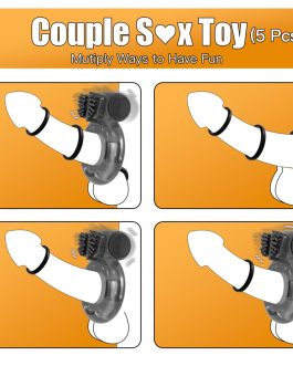 5Pcs Vibrating Cock Ring Sex Toys Penis Sleeve, Penis Rings Cockring Clitoral Vibrator Sexual Stimulator Device for Erection Enhancing Long Lasting Stronger, Adult Sex Toys for Men or Couple Pleasure
