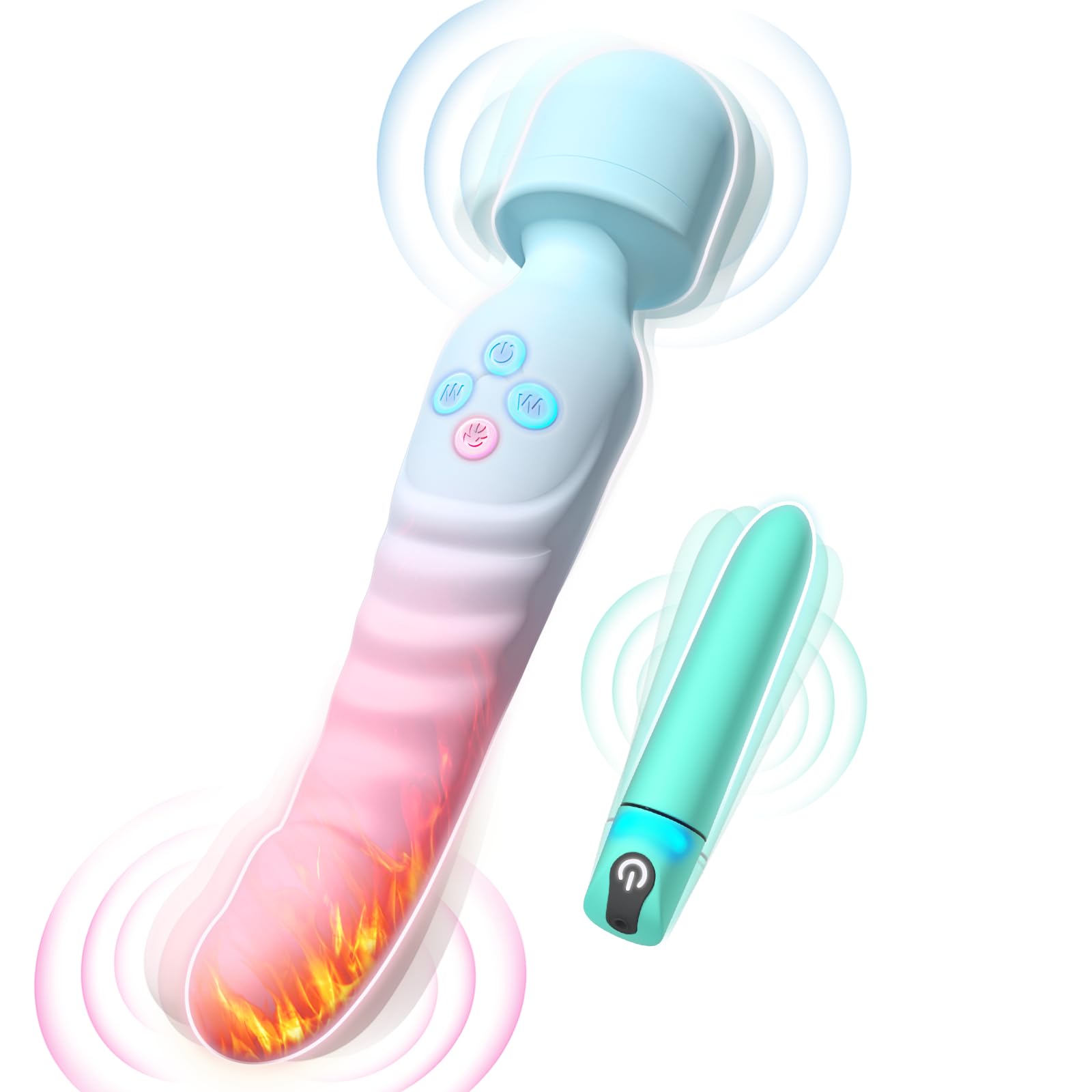 G Spot Vibrator Wand & Bullet Vibrator Set - Vibrators Sex Toys for Women, Clitoral Dildo with 7 Vibrating Modes, Waterproof Heating Wand Massager, Adult Sex Toy for Female and Couples