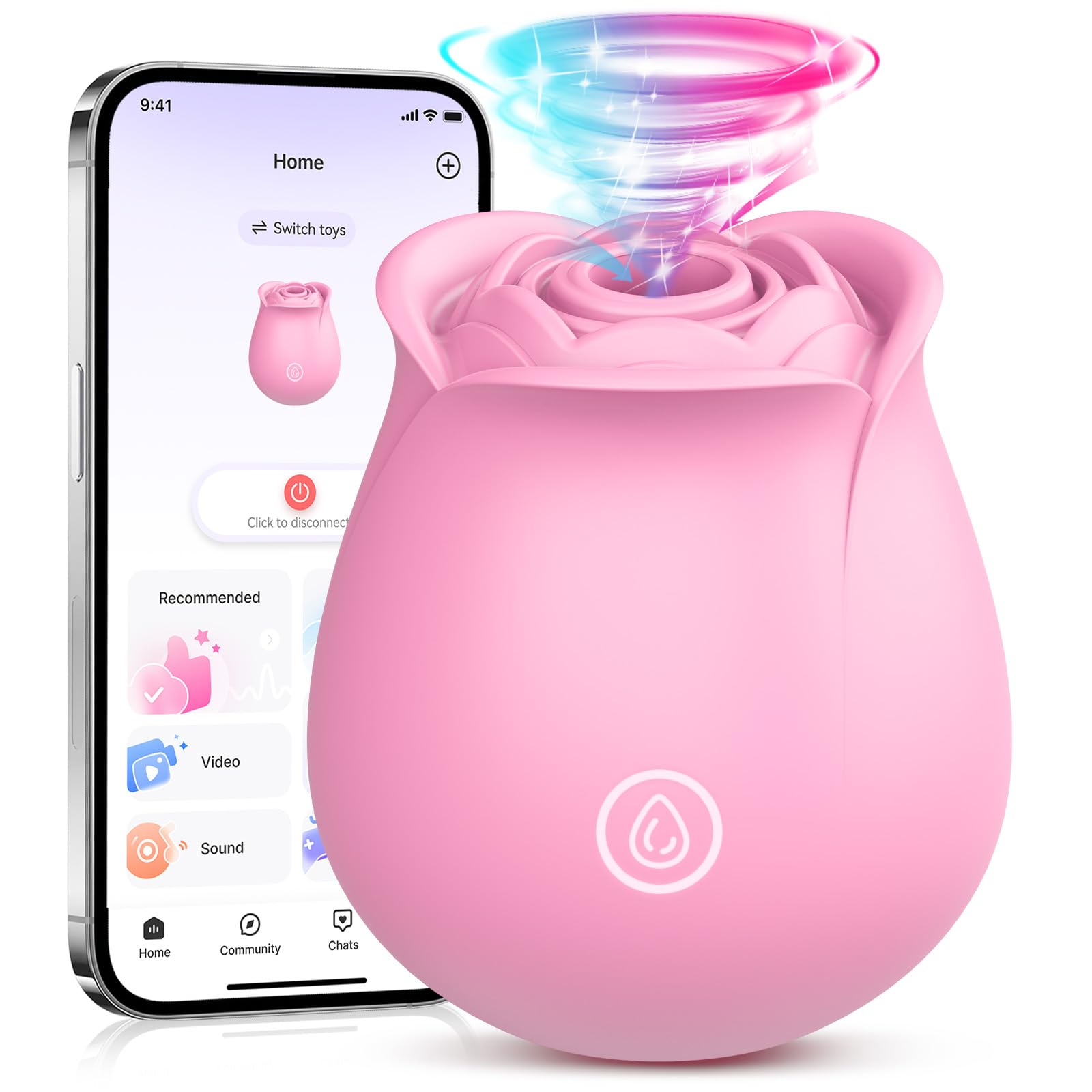 Gasevimo Rose Sex Toy Vibrator for Women, APP Control Rose Adult Toys with 9 Sucking & Vibrating Modes, Waterproof Sex Toys Sucker, Clit Nipple Stimulator for Couples & Solo Nipple Clamps