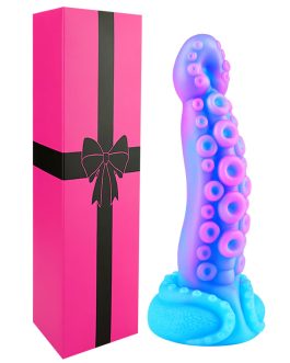 7″ Beginner Small Monster Tentacle Dildo with Suction Cup, Silicone Fantasy Dragon Anal Plug, Realistic Tentacle Octopus Penis Conical Alien Dildo, Purple Blue G spot Adult Sex Toy for Men Gay Women