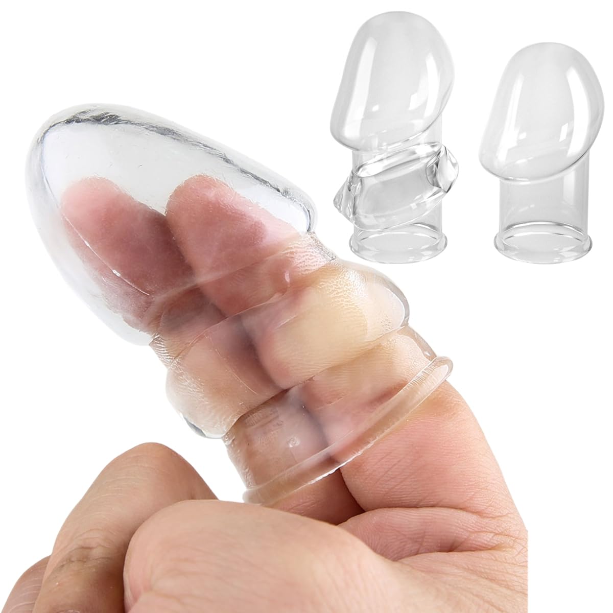 2 Pcs Reusable Penis Extender Sleeve Enlarge,Soft Stretch Cock Girth Enhancer Sleeve Enlargement,Delayed Ejaculation G Spot Stimulation Glans Condom,Male Adult Sex Toys for Men Couples