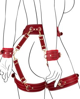 UTIMI Sex Bondage BDSM Kit Restraints 6PCS Sets with Adjustable Handcuffs Ankle Cuff Thigh Cuffs Blindfold Cross Strap Waist Strap Adult SM Games Sex Toys for Men Women and Couples