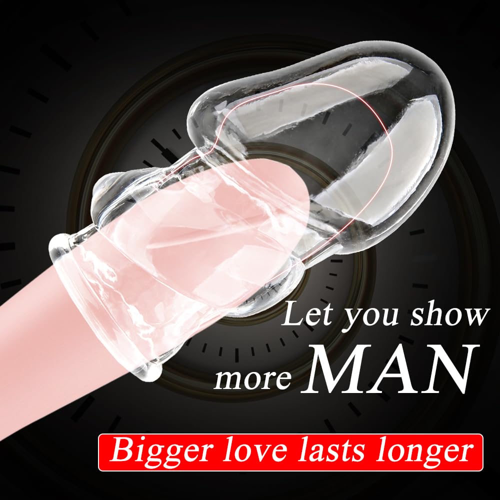 2 Pcs Reusable Penis Extender Sleeve Enlarge,Soft Stretch Cock Girth Enhancer Sleeve Enlargement,Delayed Ejaculation G Spot Stimulation Glans Condom,Male Adult Sex Toys for Men Couples