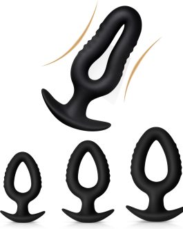 Butt Plug Set of 3 – Hollow Silicone Anal Plugs Kit for Beginner to Advanced Training, Soft Flexible Body-Safe Material, Tapered Design Anal Trainer and Anal Dilator for Progressive Anal Play