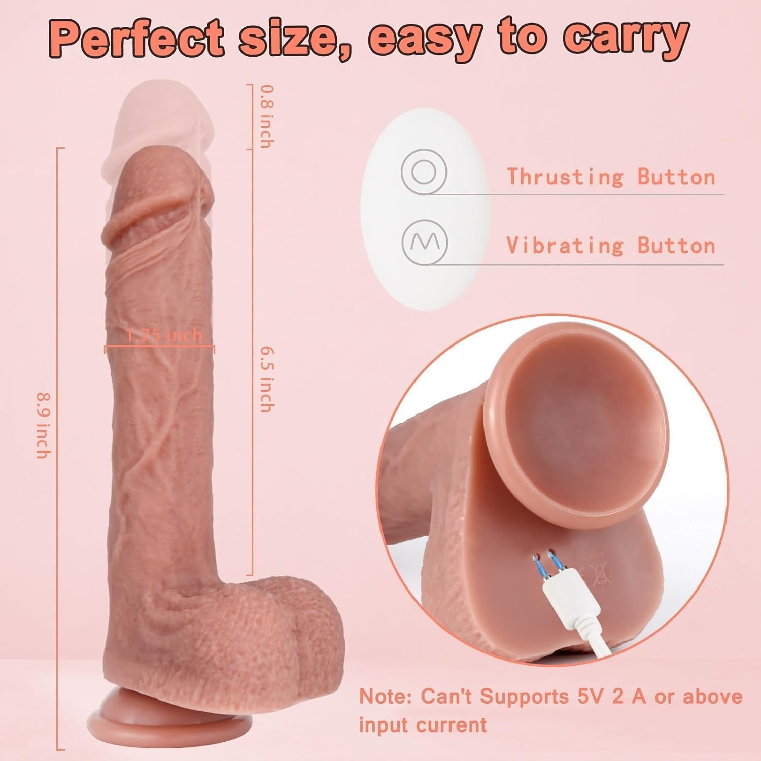 8.9" Thrusting Vibrator Dildo- Remote Control G Spot Dildo with 5 Vibrating & 3 Thrusting Modes Realistic Dildos with Strong Suction Cup Clit Anal Stimulation Sex Toys for Women Couple Adult Game
