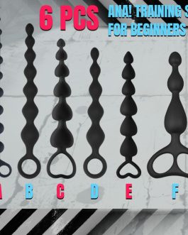 Anal Training Set 6 PCS Combo Set Anal Plug Kit Anal Beads Variant Bead Shape 6 Types Silicone Anal Beads Butt Plug with Pull Ring Anal Toy