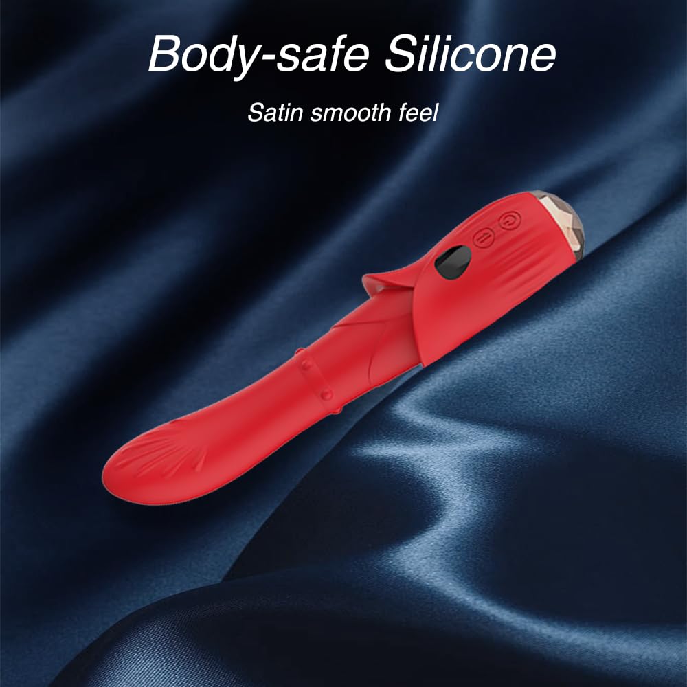 Thrusting Dildo, LED Display G Spot Vibrator with 9 Vibrating, Come-Hither and Up-Down Sliding Modes, Sex Toys Women, Rose Vibrator Wand Clitoral Stimulation
