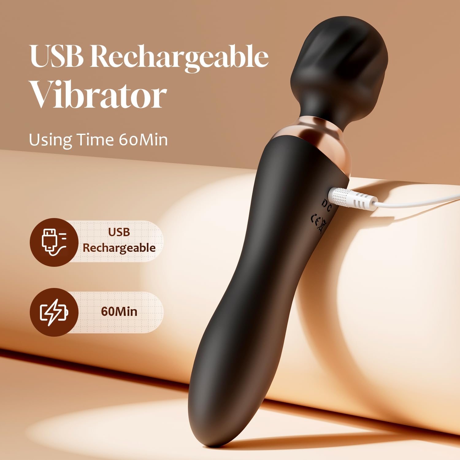 MOOLIGIRL Vibrator Wand Dual-Ended Dildo, 24 Vibration Patterns, Adult Women G Spot Sex Toy, Powerful Quiet Motor, Cordless & Waterproof Massager Solo & Couple Clitoral Nipple Toys - Black