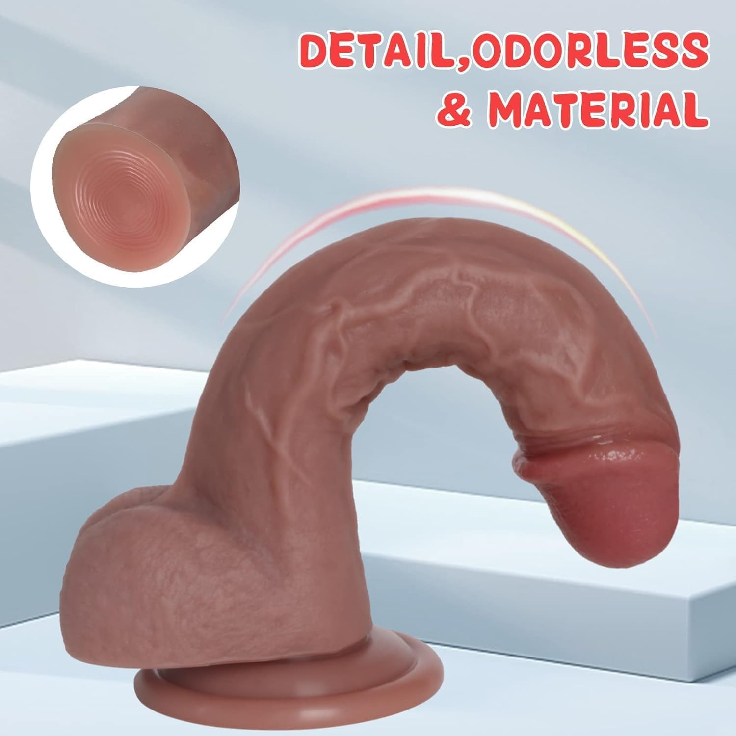 Kstert Realistic Dildo – 7.8" Liquid Silicone Toy with Strong Suction Cup, Lifelike Veiny Texture & Resilient Firmness, Hands-Free G Spot Focused Design for Women & Beginners