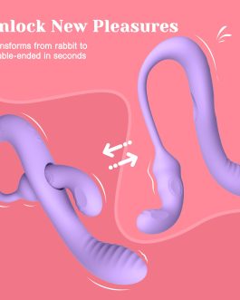 Tracy’s Dog Vibrator Sex Toys – Transformable Rabbit Vibrators for Women, Clitoral & Anal G-Spot Stimulation, Soft Double-Ended Dildos for Solo & Partner, Remote Adult Toy with 10 Vibrations, Wizzy
