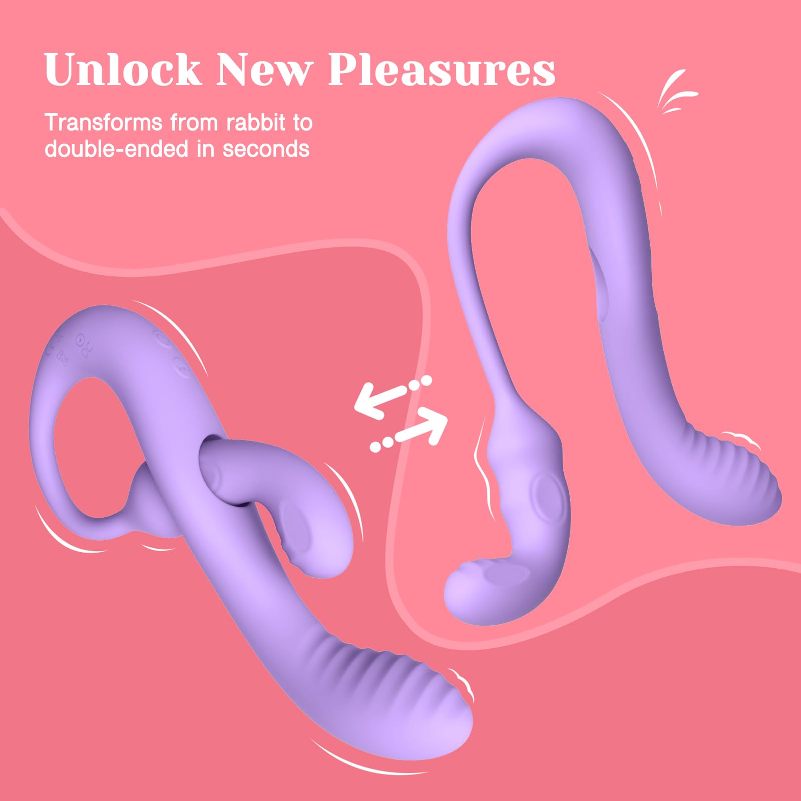 Tracy's Dog Vibrator Sex Toys - Transformable Rabbit Vibrators for Women, Clitoral & Anal G-Spot Stimulation, Soft Double-Ended Dildos for Solo & Partner, Remote Adult Toy with 10 Vibrations, Wizzy