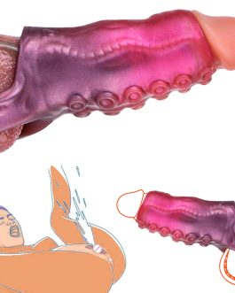 Monster Penis Sleeve Cock Sleeve with Penis Ring, Reusable Penis Extender Male Sex Toys Enhance Male Endurance, Elastic Silicone Penis Pump to Enlarge Prolong for Men & Couples,Red