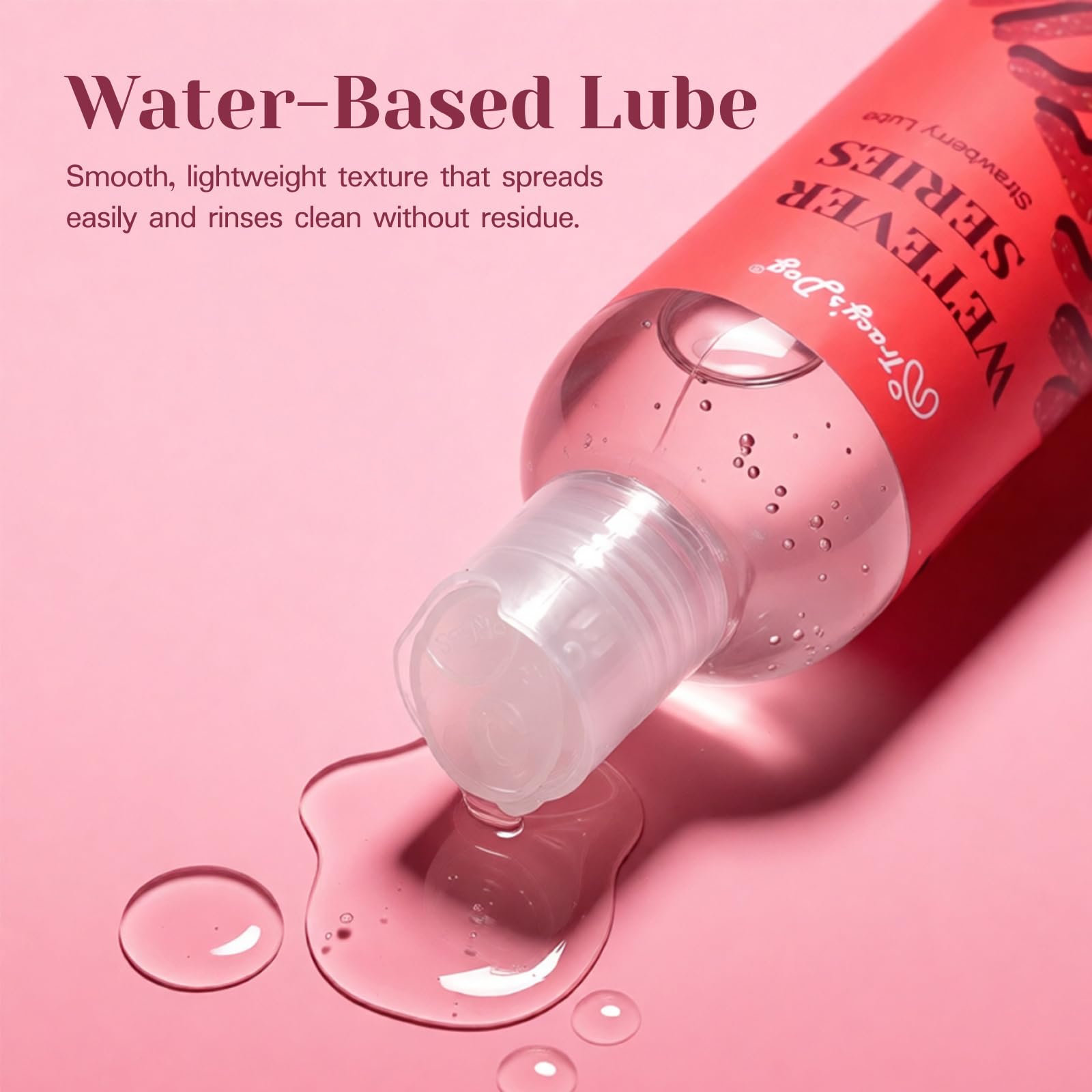 Tracy's Dog Water-Based Strawberry Flavored Lube - Personal Lubricant for Men, Women & Couples - Non-Sticky, Easy to Clean, Travel Size 8 fl Oz