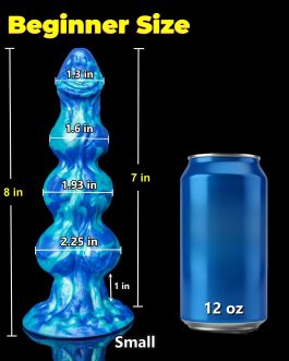 8″ Small Monster Fantasy Knot Dildo – Anal Beads Butt Plug Trainer with Suction Cup for Hands-Free Play, Anal Stretcher Prostate Silicone Dildo with 3 Knots, Knotted Dog Sex Toys for Men Women Gay