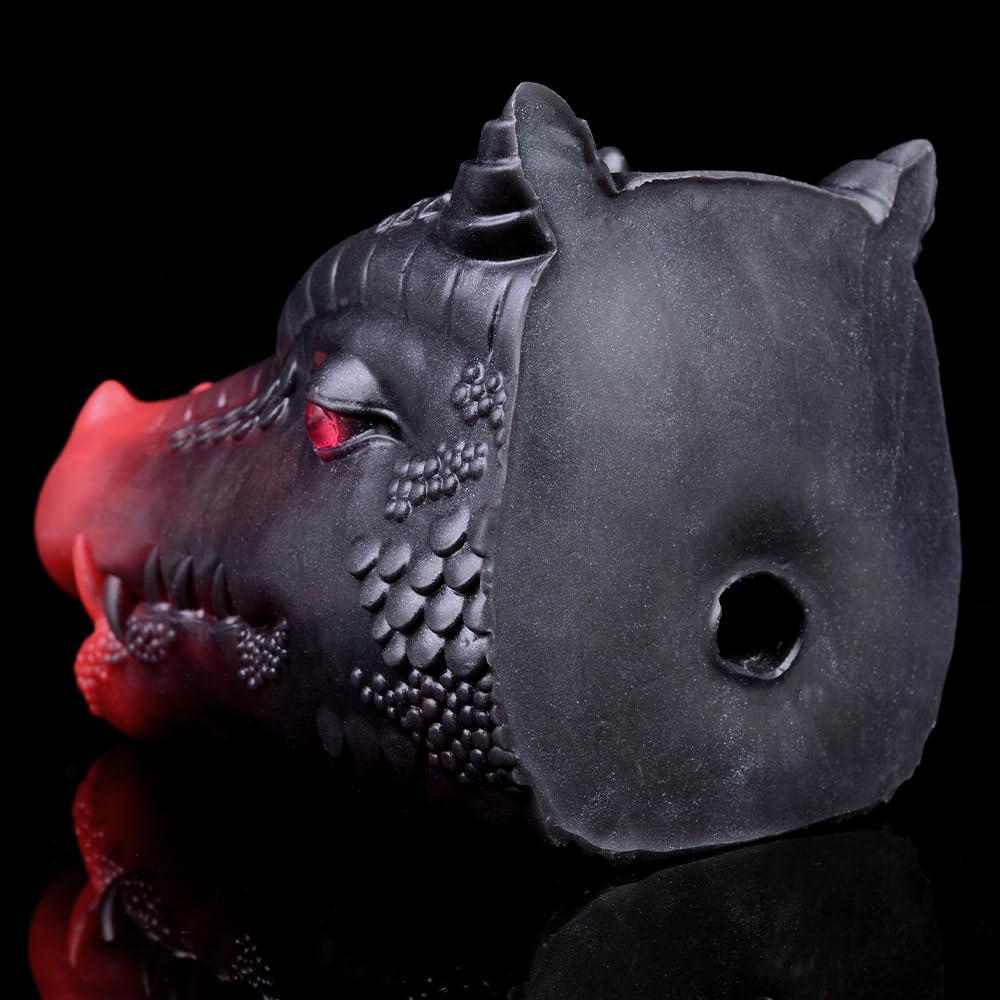 Male Masturbators Red Dragon Head Oral Sex Deep Throat Blow Job Stroker for Men Orgasm Silicone Pocket Pussy Sucking Toy Lifelike Animal Masturbater Cup with Teeth for Men BDSM Toy