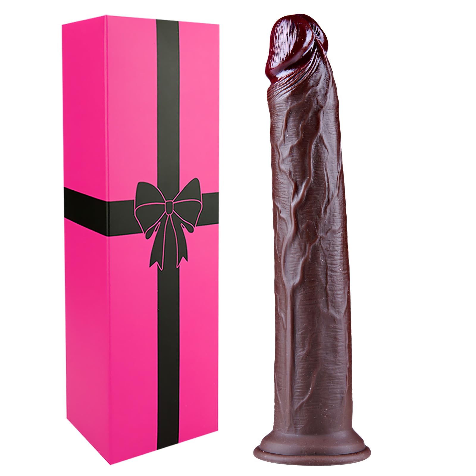 Soft Liquid Silicone Realistic Large Black Dildo with Suction Cup, 9 Inch Lifelike Prostate Anal Dildo Butt Plug Toy, Wearable Strapon G-Spot Dildos Flexible Penis Adult Sex Toy for Women Gay Couples