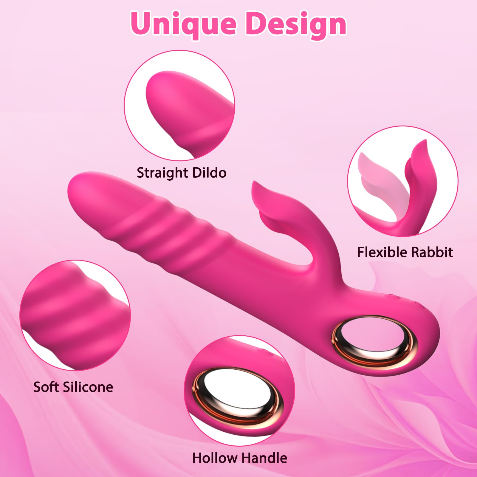 Thrusting Vibrator Sex Toys - G Spot Dildo Vibrators with 10 Powerful Vibration 10 Thrust Modes, Rabbit Dildos Silicone Waterproof Clitoral Stimulator, Adult Sex Toy for Women