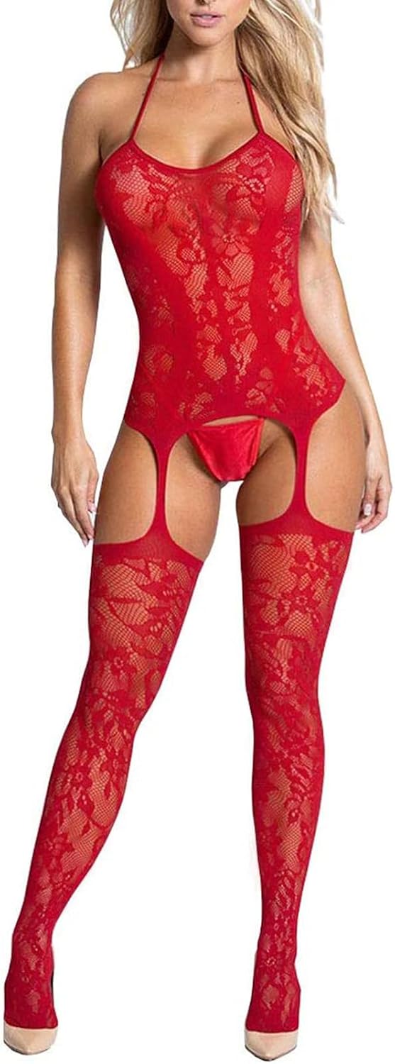 Buitifo Womens Fishnet Bodystocking Plus Size Bodysuit Sexy Tights Soft Nightwear Lingerie