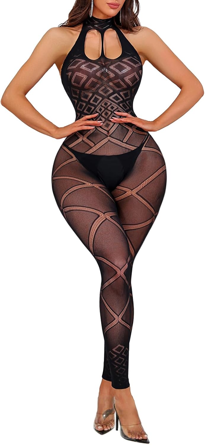 Buitifo Womens Fishnet Bodystocking Plus Size Bodysuit Sexy Tights Soft Nightwear Lingerie
